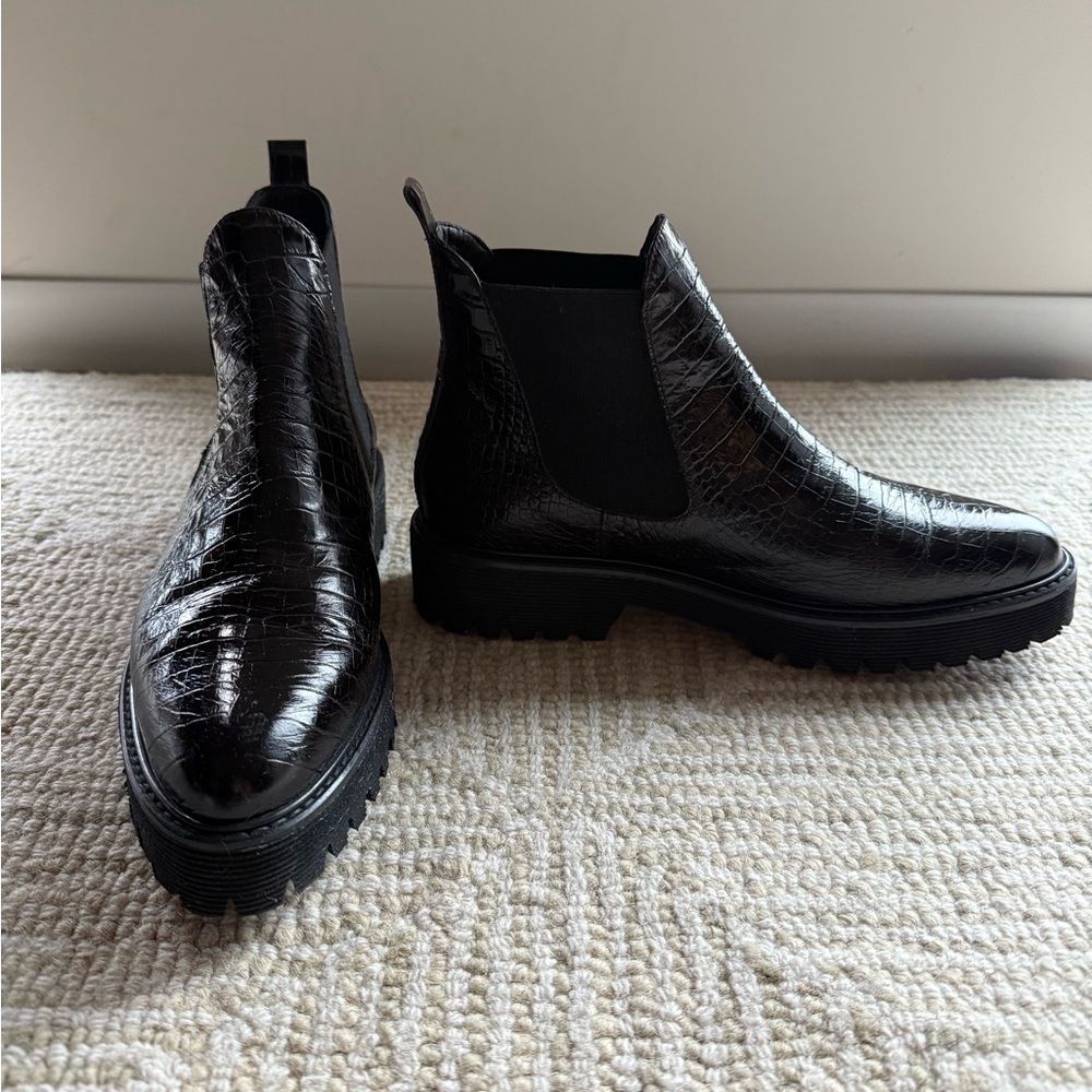 Freda Salvador Croc-Embossed Susana Lug Sole Chelsea boot